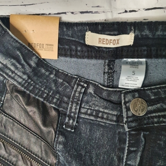 RedFox Premium Jeans High Waist Skinny Black Acid Wash Jeans Size 5 - Picture 6 of 8